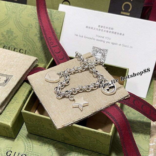 Gucci古奇專櫃爆款飾品 古馳雙G愛心星星佛珠手鏈 zgb2924